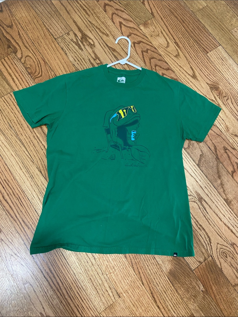 Quiksilver Green Short-Sleeve Tee with Sunglass Graphic